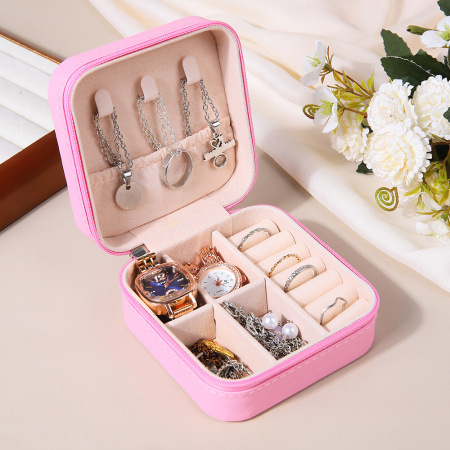 Boîtes à bijoux en PU de couleur unie douce de la série Simple 2
