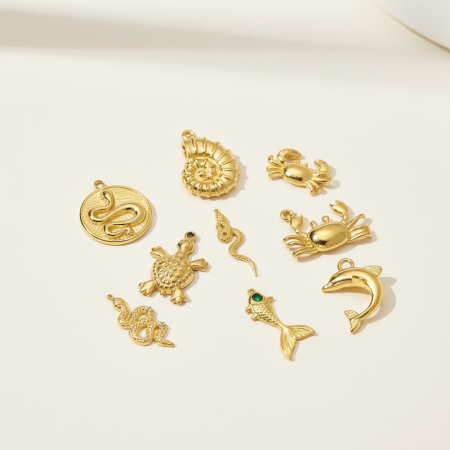 Pendentif classique pour femme, motif animal, en acier inoxydable étanche, couleur or (1 pièce) 2