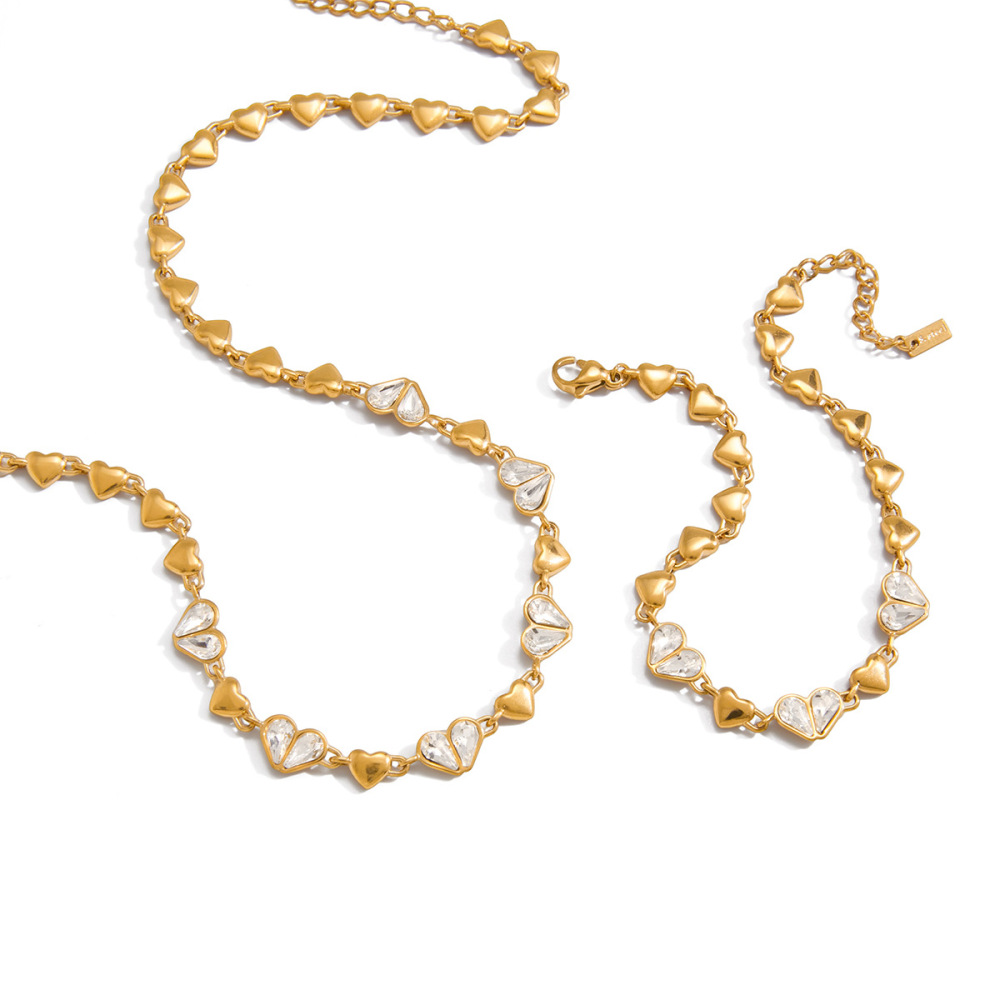 Ensembles De Bijoux Pour Femmes En Acier Inoxydable Poli Brillant En Forme De Cœur, Couleur Or, Imperméables Et Anti-Ternissement Image6