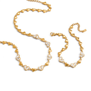 Ensembles De Bijoux Pour Femmes En Acier Inoxydable Poli Brillant En Forme De Cœur, Couleur Or, Imperméables Et Anti-Ternissement h5 Image6