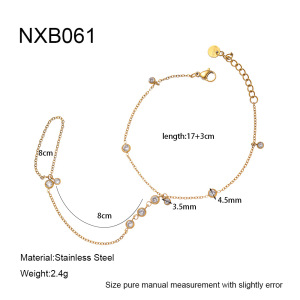 Bracelet Chaîne Bohème Simple En Acier Inoxydable Étanche Couleur Or Avec Zircon Pour Femme h5 