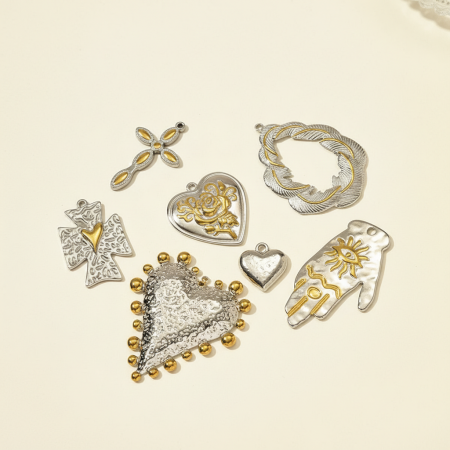 Pendentif croix pour femme, en acier inoxydable étanche, couleurs or et argent (1 pièce) 2