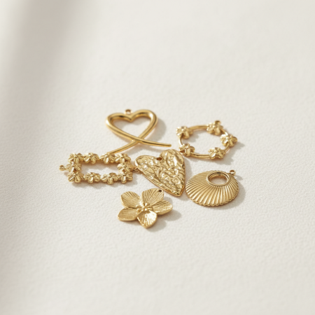 Pendentif femme Daily Flower en acier inoxydable étanche couleur or (1 pièce) - Collection Classique 2