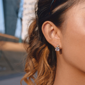 Boucles D'Oreilles Puces Carrées Simples En Acier Inoxydable Doré Avec Zircon, Imperméables Et Anti-Ternissement Pour Femmes h5 Image6