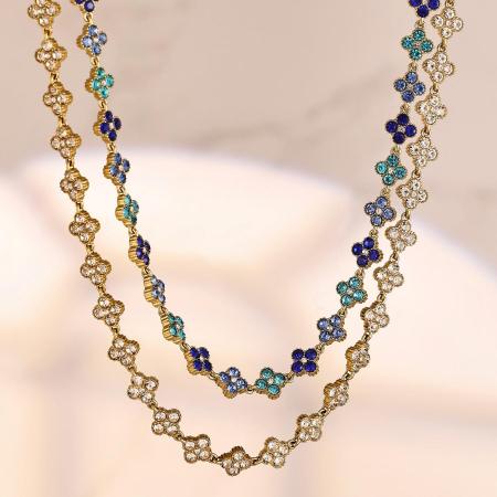 Ensembles de bijoux pour femmes en acier inoxydable doré, ornés de zircon trèfle délicat, imperméables et anti-ternissement