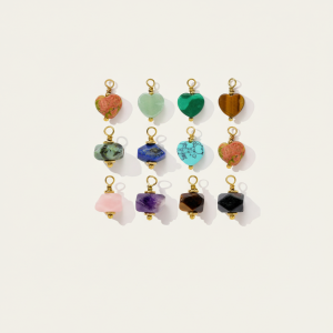 Pendentif Classique En Forme De Cœur Irrégulier, Pierres Naturelles, Couleur Or, Pour Femme h5 Image3