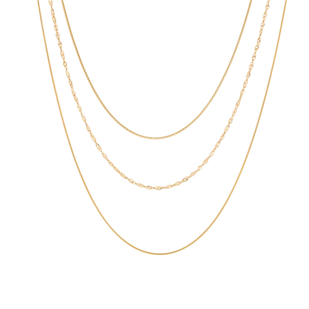 Colliers Superposés Pour Femmes, Collection Simple Series Simple Chain Lines, En Acier Inoxydable Étanche, Couleur Or Image5