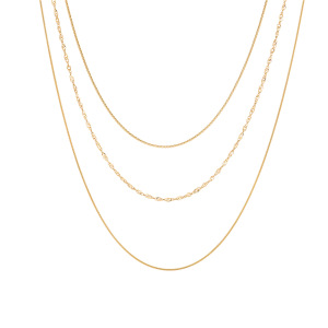 Colliers Superposés Pour Femmes, Collection Simple Series Simple Chain Lines, En Acier Inoxydable Étanche, Couleur Or h5 Image5