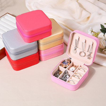 Boîtes à bijoux en PU de couleur unie douce de la série Simple