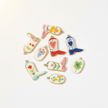 Pendentifs pour femmes en céramique végétale naturelle aux couleurs dorées