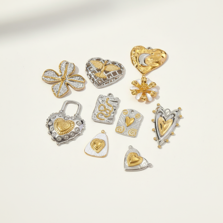 Pendentif femme étanche en acier inoxydable, coloris or et argent (1 pièce) 2