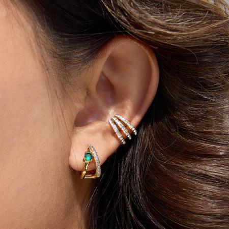 Boucles d'oreilles créoles sophistiquées pour femmes, en acier inoxydable doré avec zircon, imperméables et anti-ternissement. 2