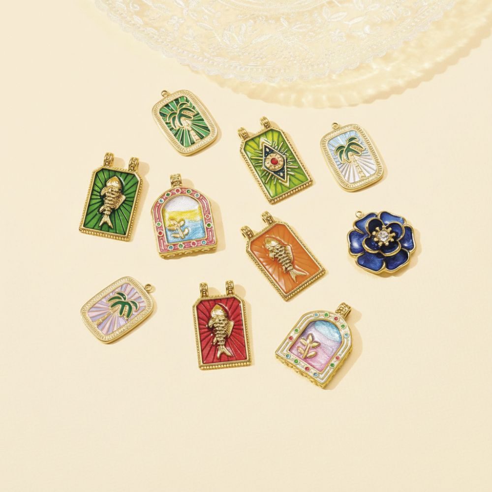 Pendentif Classique Pour Femme En Acier Inoxydable Étanche, Motif Tarot (1 Pièce) Image3