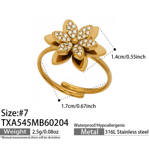 Ensembles De Bijoux Pour Femmes En Acier Inoxydable Doré Avec Zircon, Ornés De Fleurs Naturelles, Imperméables Et Anti-Ternissement h5 