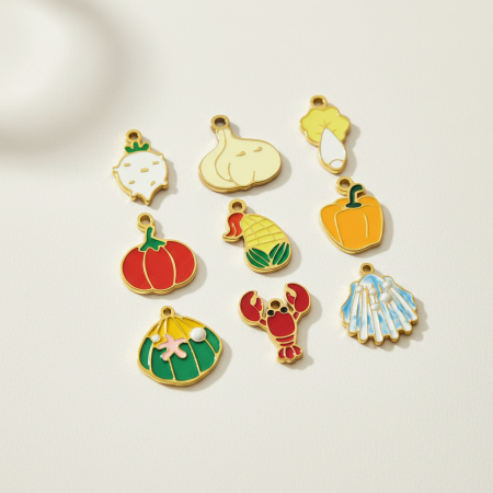Pendentif femme Vivid Food en acier inoxydable étanche couleur or (1 pièce)