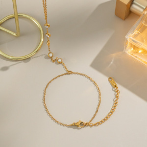 Chaîne Simple En Acier Inoxydable Étanche Couleur Or Avec Zircon Pour Femme h5 Image4
