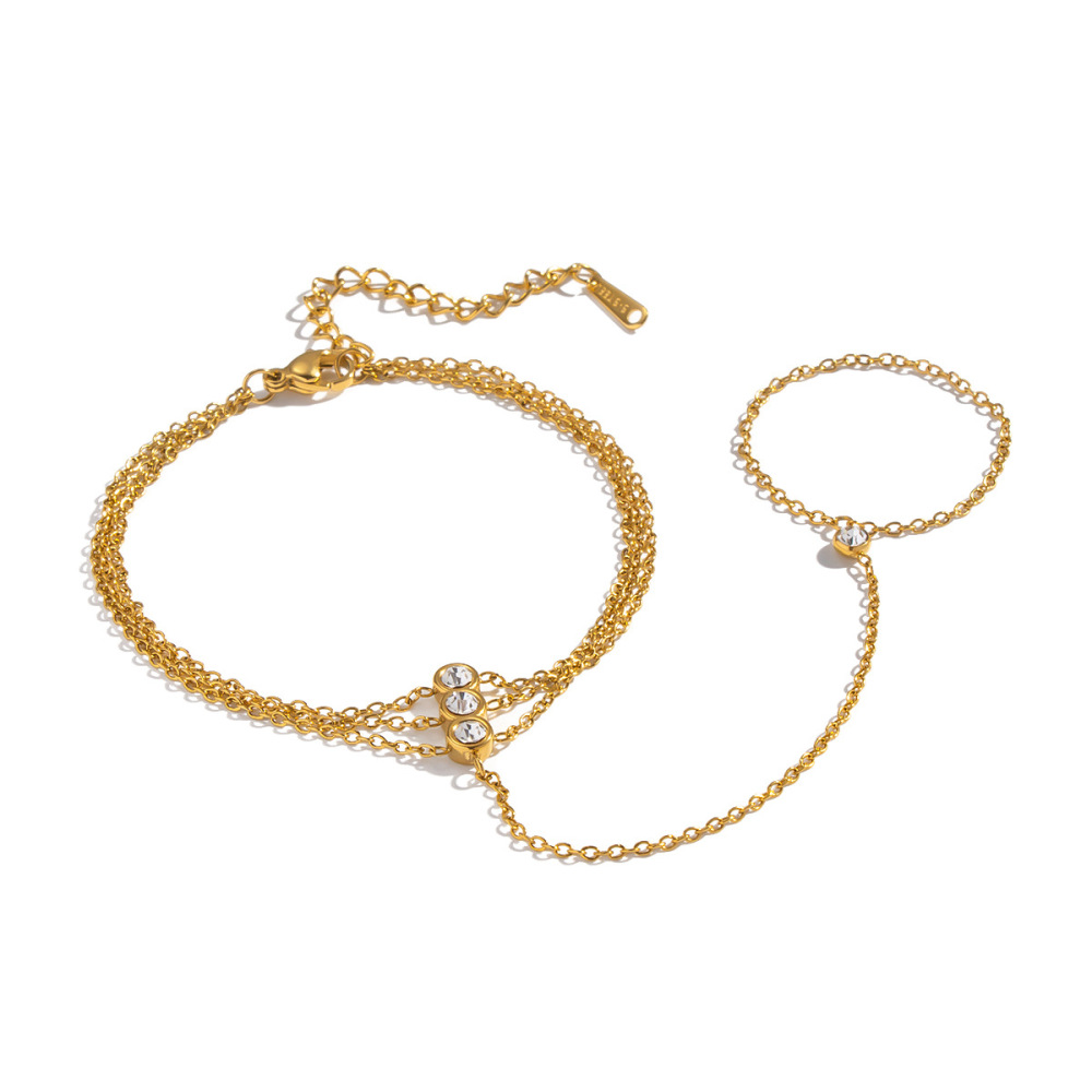 Chaîne Romantique À Plusieurs Rangs En Acier Inoxydable Étanche Couleur Or Avec Zircon Pour Femme Image5