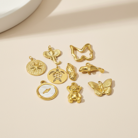 Pendentif papillon romantique en acier inoxydable étanche couleur or pour femme (1 pièce)