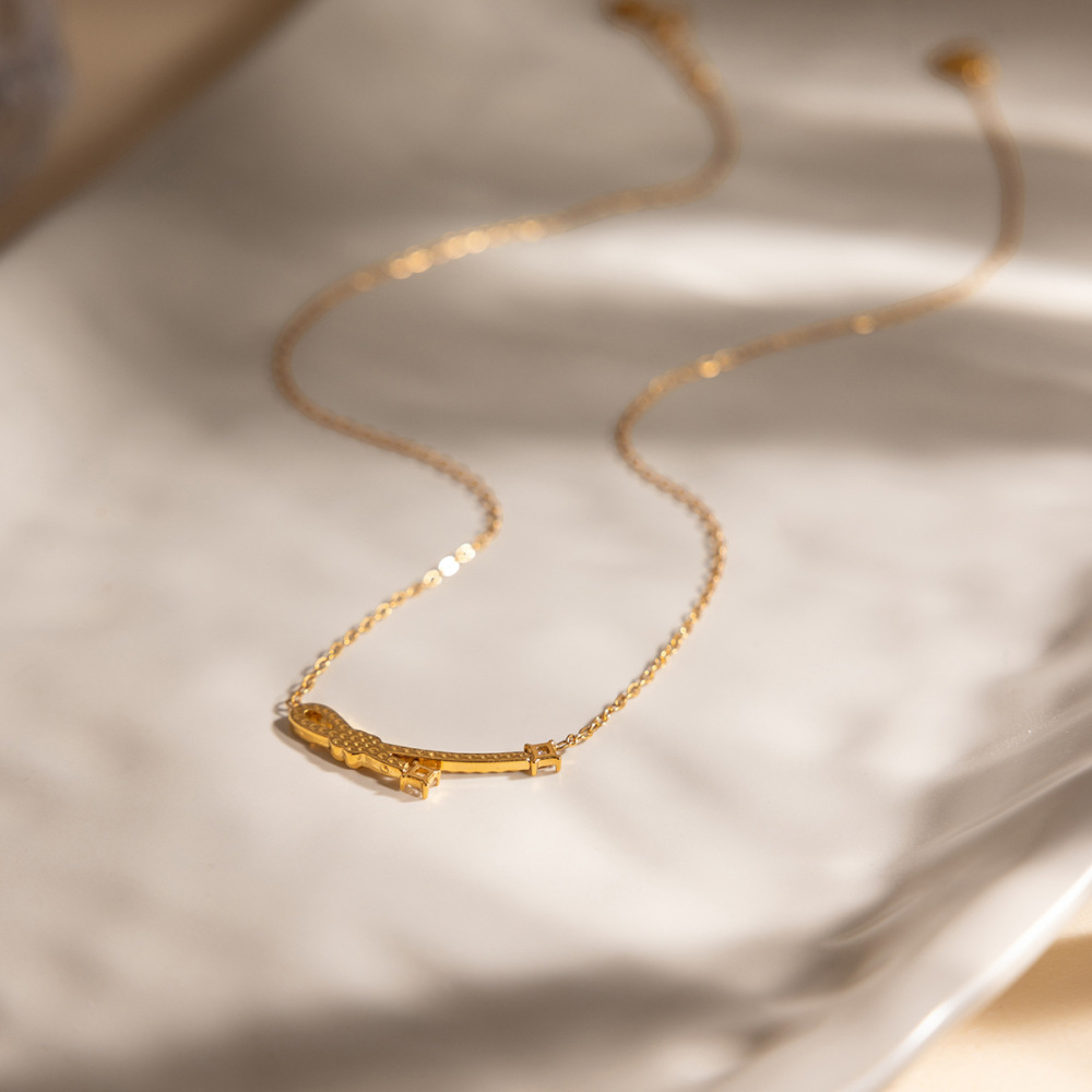 Collier Pendentif Sophistiqué Pour Femme, En Acier Inoxydable Doré, Avec Nœud Papillon, Imperméable Et Anti-Ternissement Image6