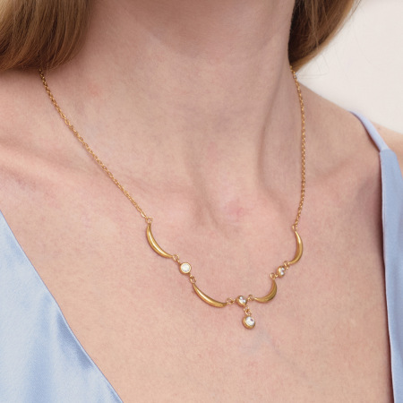 Colliers pendentifs élégants pour femmes, en acier inoxydable doré, motif étoile et lune, étanches et anti-ternissement 2