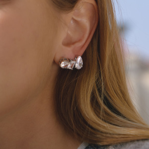 Boucles D'Oreilles Puces Pour Femmes, En Acier Inoxydable Imperméable Et Anti-Ternissement, Forme Zircon Géométrique Quotidien h5 Image3