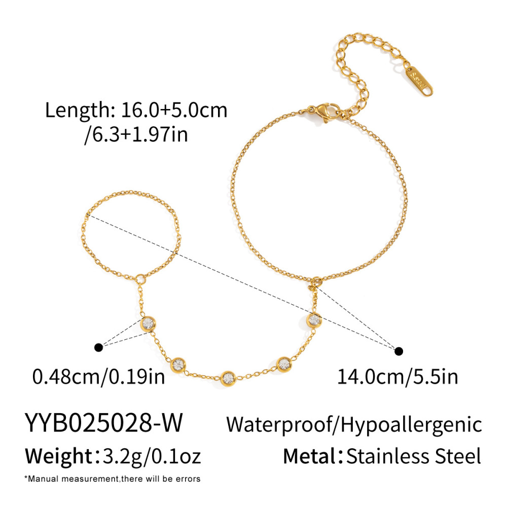 Chaîne Simple En Acier Inoxydable Étanche Couleur Or Avec Zircon Pour Femme