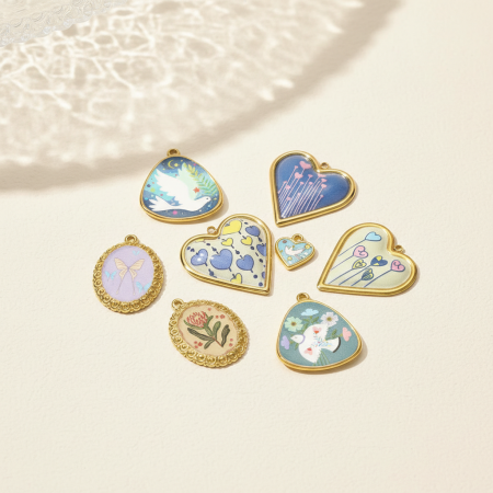 Pendentif romantique en forme de cœur, en acier inoxydable étanche, couleur or, pour femme (1 pièce) 2