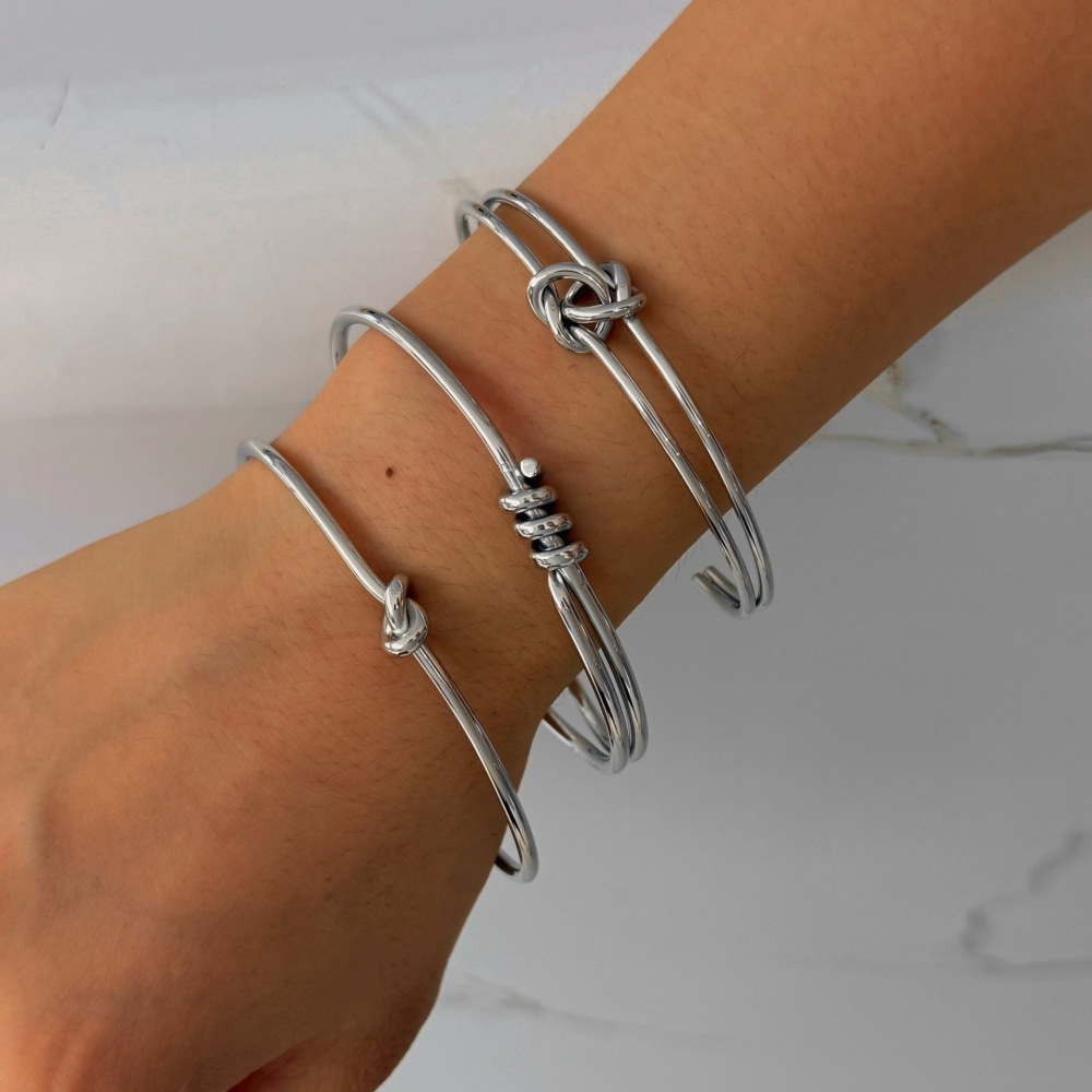 Bracelets Manchettes Pour Femmes En Acier Inoxydable, Étanches, Couleur Or, À Lignes Torsadées Simples Image4