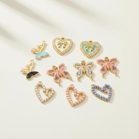 Pendentif papillon DIY en acier inoxydable étanche couleur or pour femme (1 pièce) - Collection Romantique