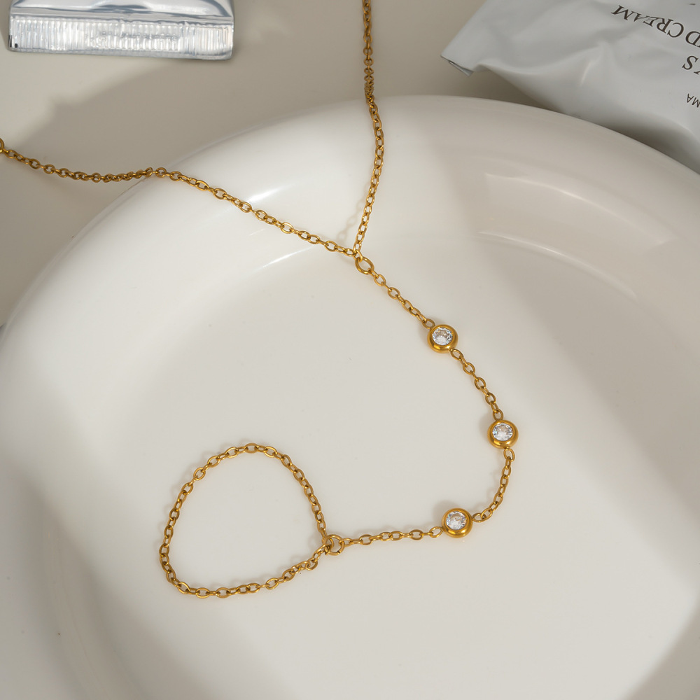 Chaîne Décontractée En Acier Inoxydable Étanche Couleur Or Avec Zircon Pour Femme Image4