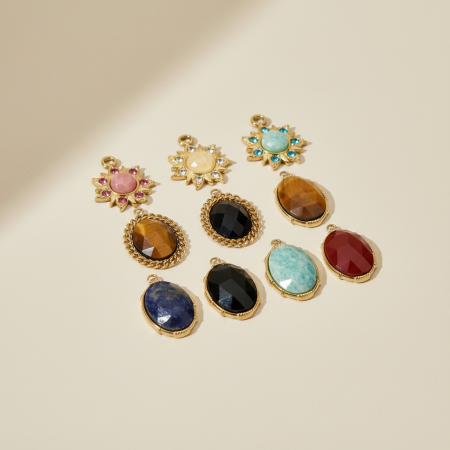 Pendentif ovale classique pour femme en pierres naturelles, 1 pièce