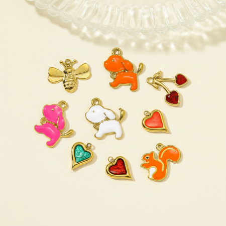 Pendentif femme Vivid Puppy en acier inoxydable étanche couleur or (1 pièce) 2