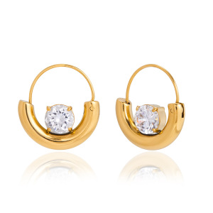 Boucles D'Oreilles Créoles Modernes Pour Femmes, En Acier Inoxydable Doré, Imperméables Et Anti-Ternissement h5 