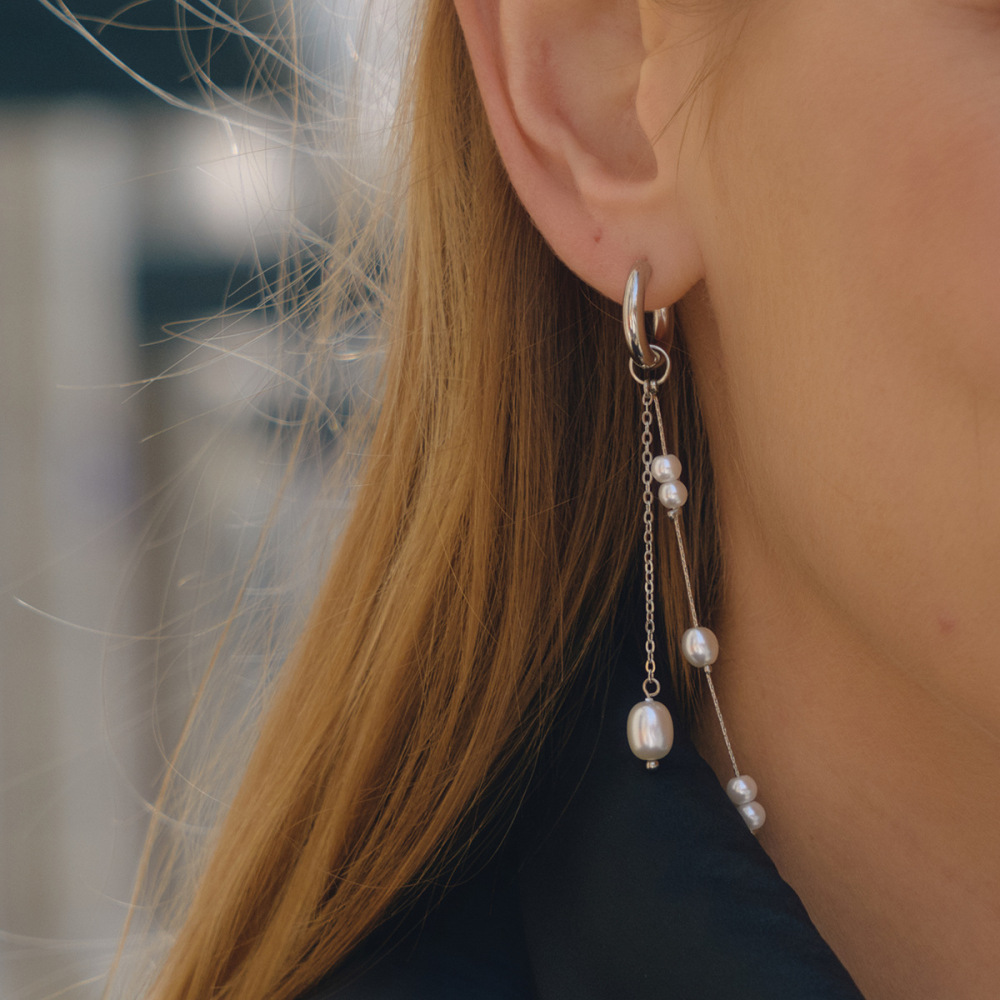 Boucles D'Oreilles Classiques En Perles Soyeuses, En Acier Inoxydable, Imperméables Et Anti-Ternissement, Pour Femmes Image5