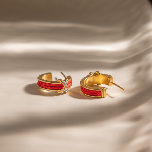 Boucles D'Oreilles Créoles Pour Femmes En Acier Inoxydable Doré, Multicolores Et Résistantes À L'Eau Et Au Ternissement. h5 Image4