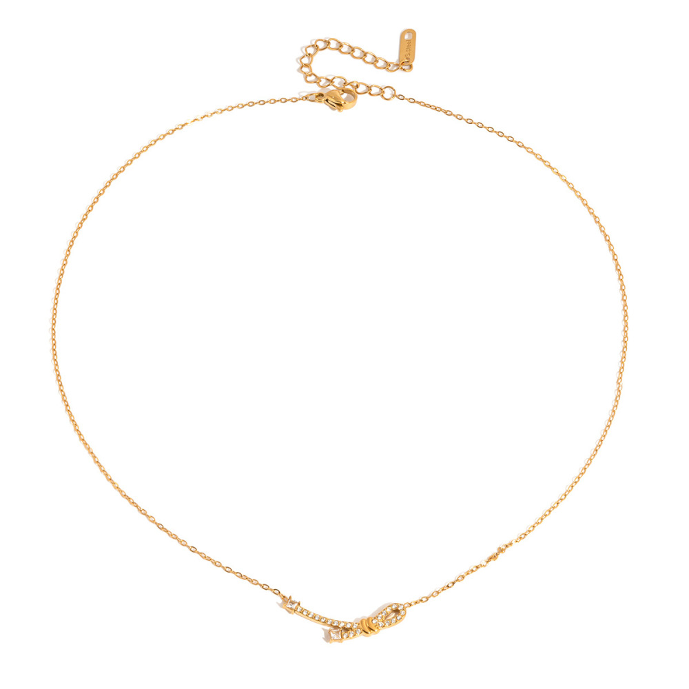 Collier Pendentif Sophistiqué Pour Femme, En Acier Inoxydable Doré, Avec Nœud Papillon, Imperméable Et Anti-Ternissement 