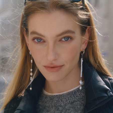 Boucles d'oreilles classiques en perles soyeuses, en acier inoxydable, imperméables et anti-ternissement, pour femmes