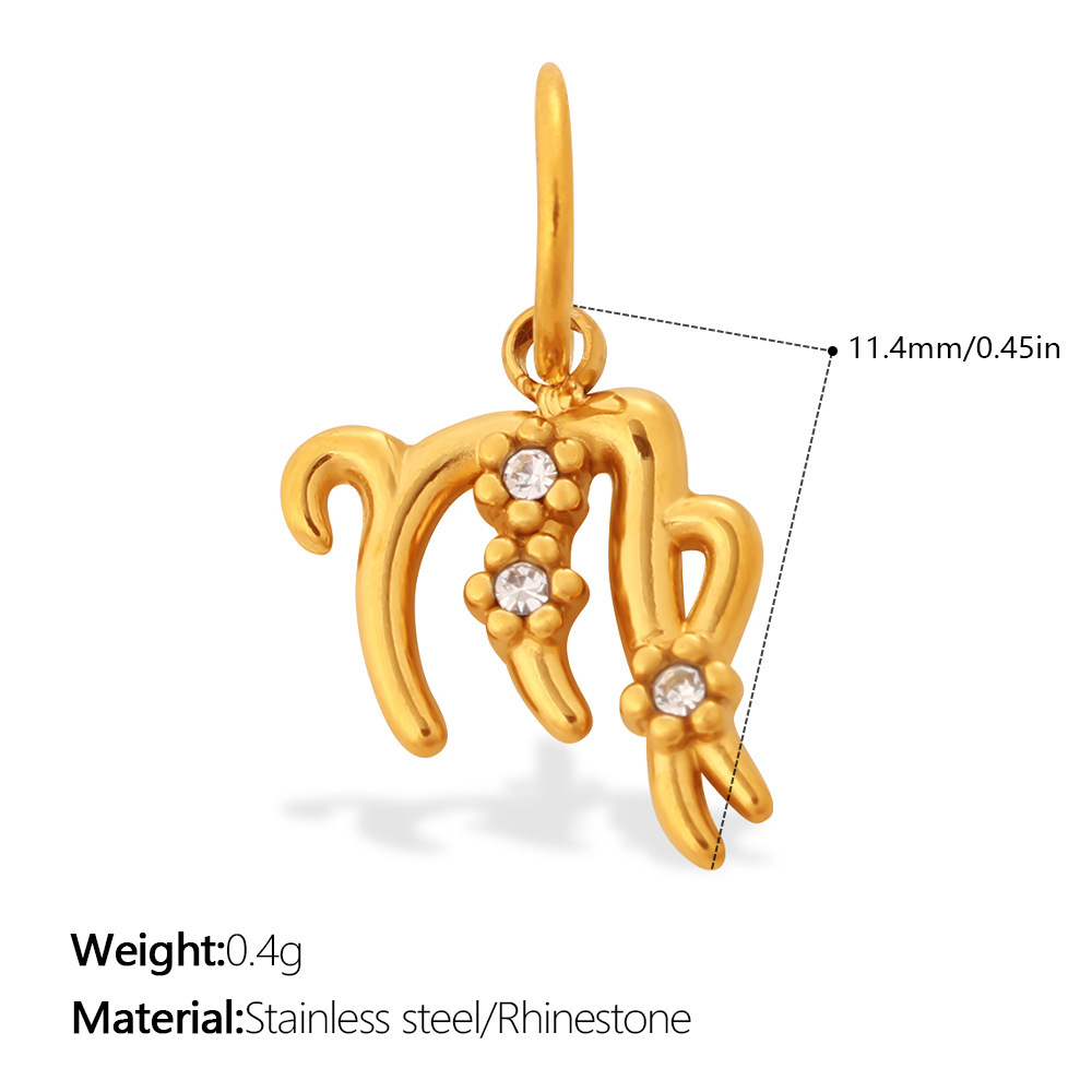 Pendentif Unisexe Simple Series Daily Constellation En Acier Inoxydable Étanche Couleur Or Avec Strass