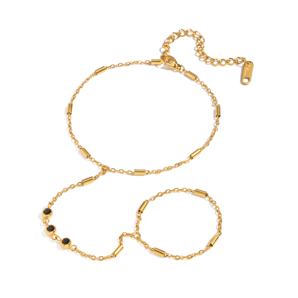 Chaîne Décontractée En Acier Inoxydable Étanche Couleur Or Avec Zircon Pour Femme Image5