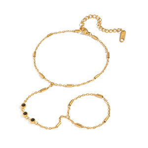 Chaîne Décontractée En Acier Inoxydable Étanche Couleur Or Avec Zircon Pour Femme h5 Image5