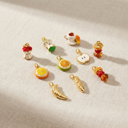 Pendentifs pour femmes en acier titane couleur or, motif fruits naturels d'été 2