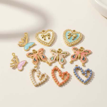 Pendentif papillon DIY en acier inoxydable étanche couleur or pour femme (1 pièce) - Collection Romantique 2