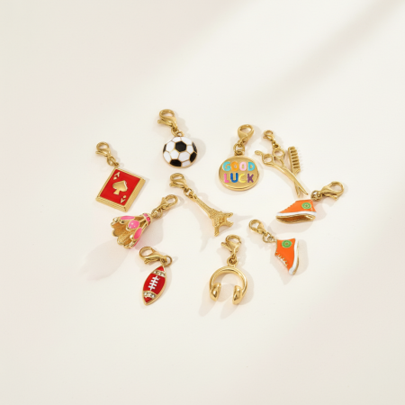 Pendentifs pour femmes en acier titane doré avec fermoir mousqueton, collection Sports Series (à faire soi-même) 2