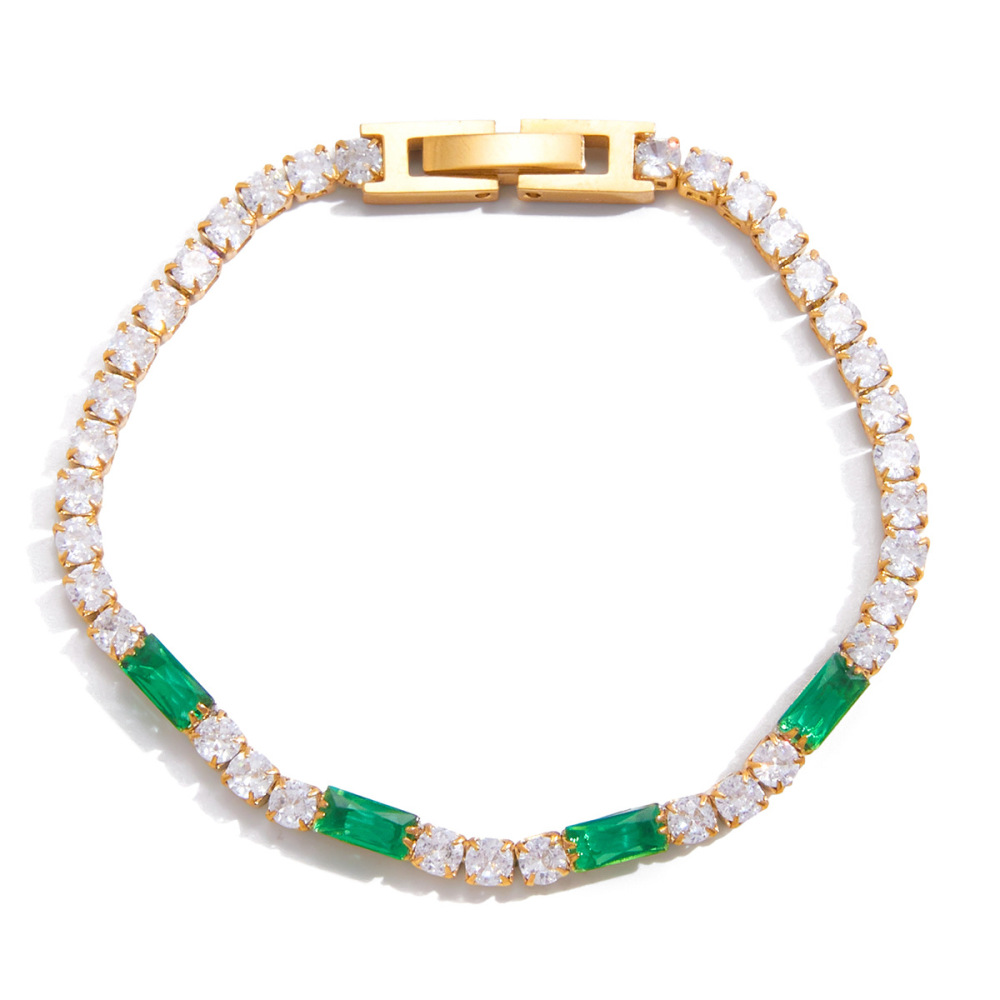 Bracelet À Maillons Rectangulaire Brillant En Acier Inoxydable Doré, Imperméable Et Anti-Ternissement, Pour Femme. 