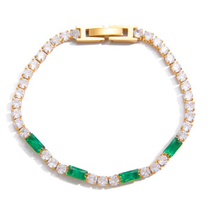 Bracelet À Maillons Rectangulaire Brillant En Acier Inoxydable Doré, Imperméable Et Anti-Ternissement, Pour Femme. h5 