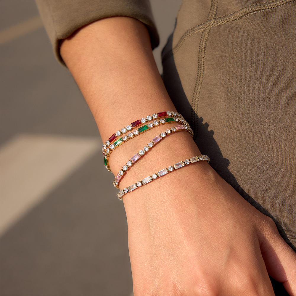 Bracelet À Maillons Rectangulaire Brillant En Acier Inoxydable Doré, Imperméable Et Anti-Ternissement, Pour Femme. Image3