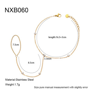 Bracelet Chaîne Simple Daily Chain Circle En Acier Inoxydable Étanche Couleur Or Avec Zircon Pour Femme h5 