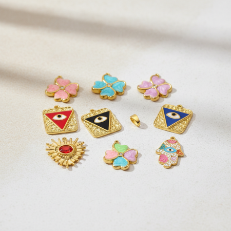 Pendentif trèfle à quatre feuilles rétro pour femme, 1 pièce