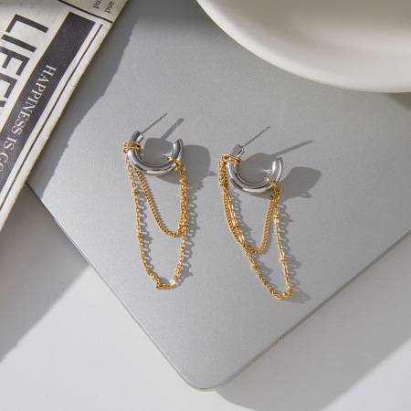 Boucles d'oreilles pendantes pour femmes, en acier inoxydable imperméable et anti-ternissement, avec pompons, couleurs or et argent.