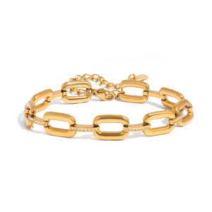 Bracelet Chaîne Pour Femme En Acier Inoxydable Doré, Imperméable Et Anti-Ternissement, Collection Ornate. h5 